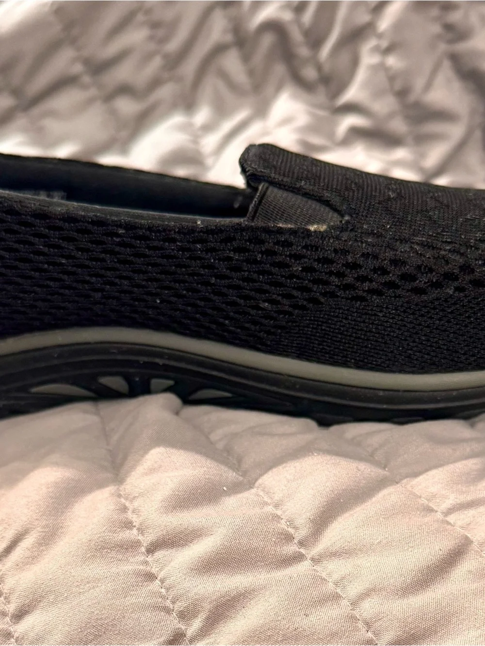 Skechers Womens Black Slip-On Comfort Loafers